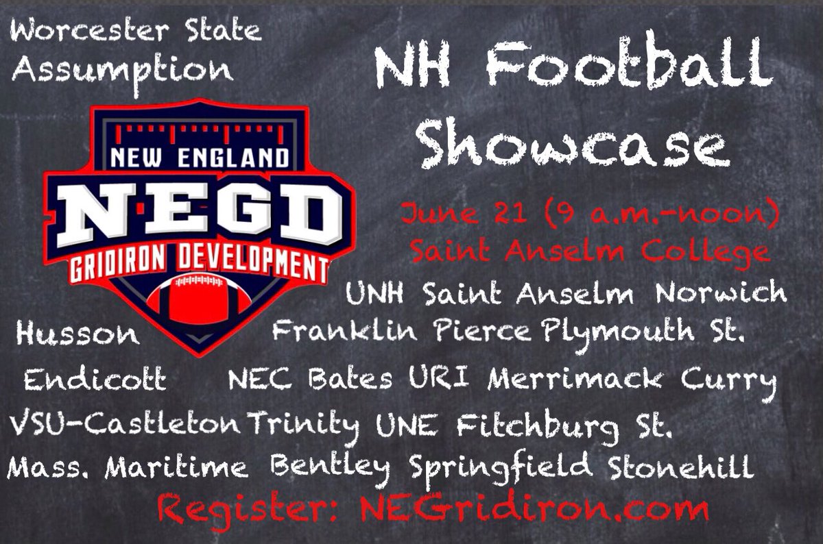 Colleges, we currently have 98 athletes registered. Please RSVP to nhfootballreport@gmail.com if you plan to attend …
⁦<a href="/WPIFootball/">WPI Football</a>⁩ ⁦<a href="/AmherstFootball/">Amherst Football</a>⁩ <a href="/HC_Football/">Holy Cross Football</a> ⁦<a href="/FootballTufts/">Tufts University Football</a>⁩ ⁦<a href="/AICFootball/">AIC FB</a>⁩ ⁦<a href="/UMassFootball/">UMass Football</a>⁩ ⁦⁦<a href="/BCFootball/">Boston College Football</a>⁩