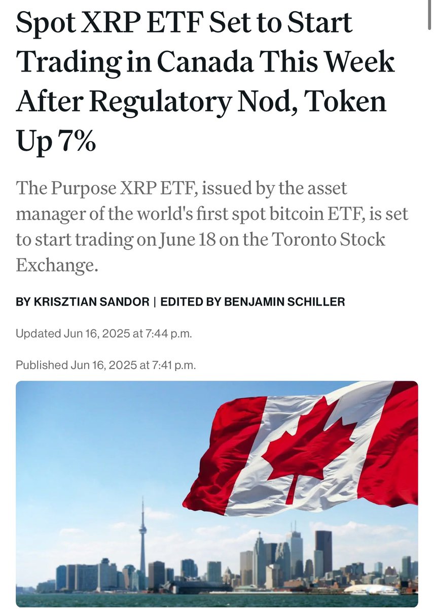 BOOOOOOOOOOOOOOOOOM!!! First Spot #XRP ETF is set to start trading in CANADA  on June 18! 💥🔥