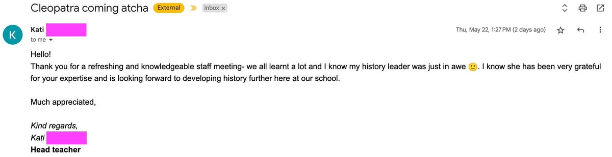 Always lovely to receive feedback from a session!

If you've done a chronology workshop with me... you know the context.

If you haven't, you should book one and find out...