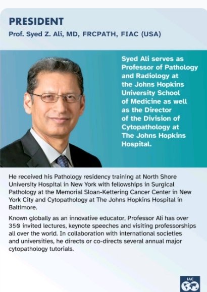 BenServiceNotes's tweet image. Congratulations To Prof. Syed Ali @sza_jhcyto Who Takes Over The Mantle  Of Leadership As President, IAC @IACytology