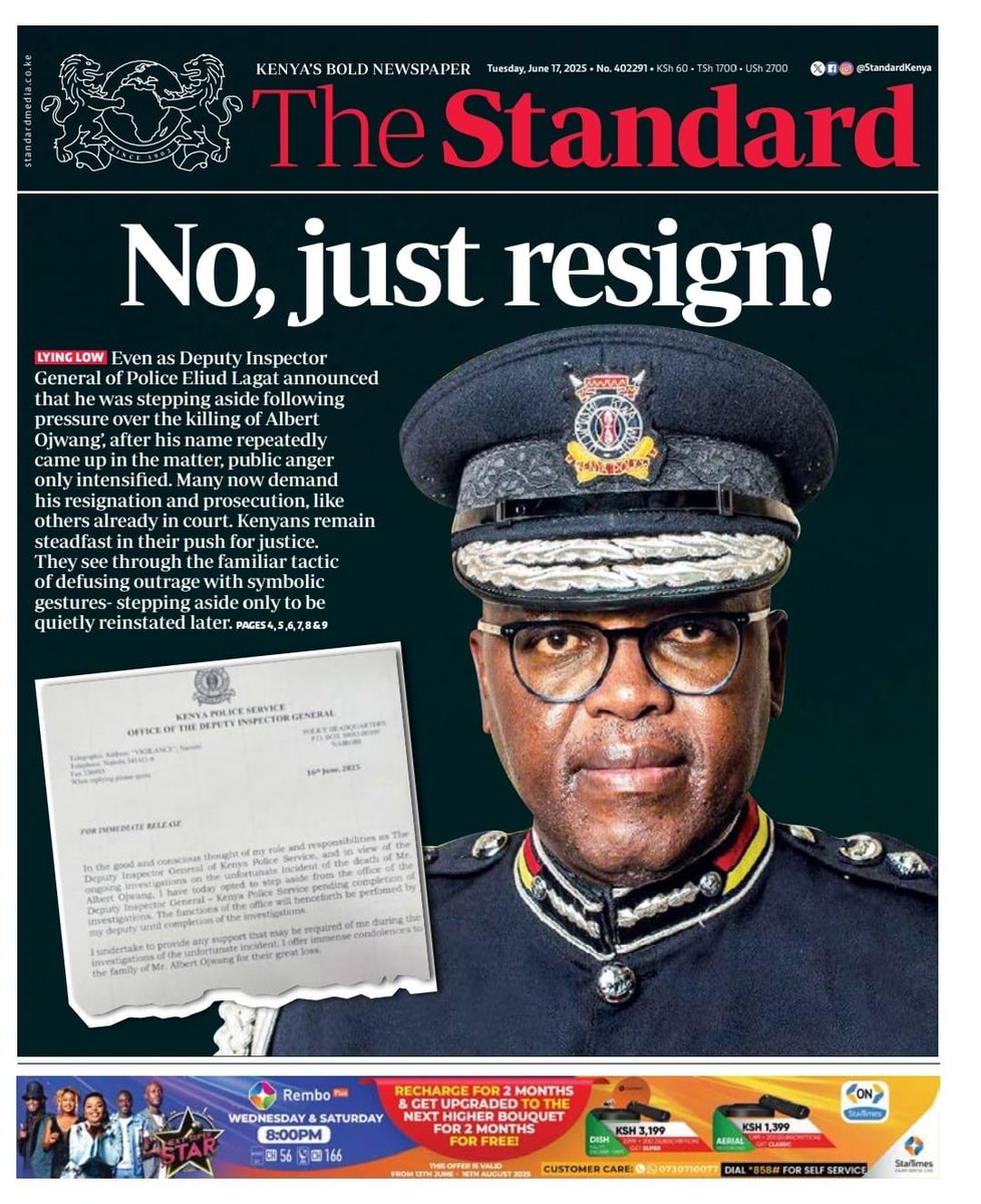 Kenyans to DIG Eliud Lagat: No, just go! 

Tuesday is Tuesday! Total Shutdown!