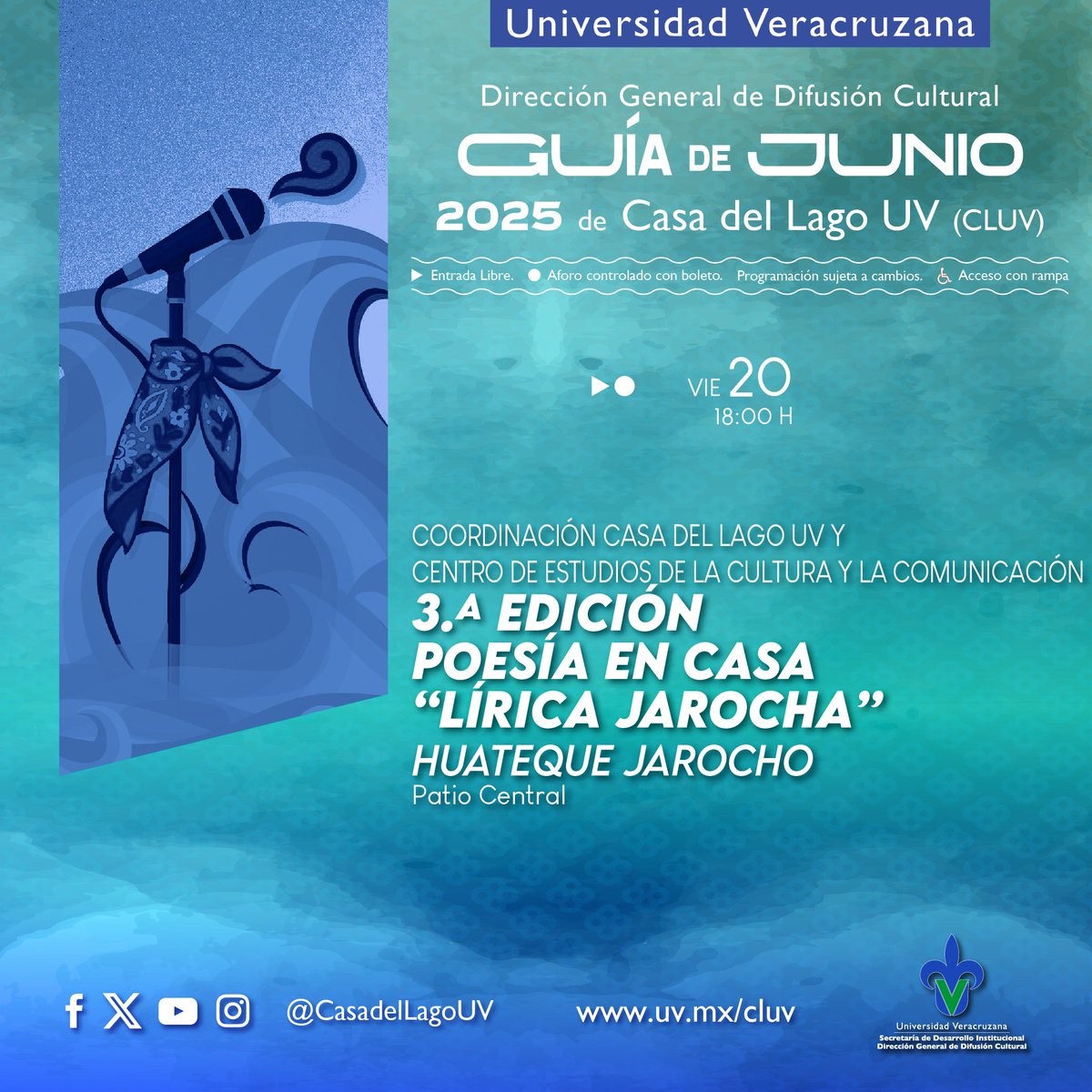 #CasaDelLagoUV Mira lo que te espera esta semana en Casa 🎼✍️🎤🎶🎵
