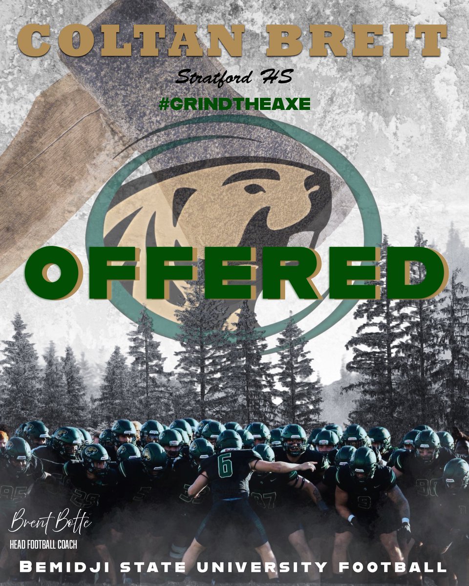 After a great call with <a href="/CoachShev/">Shevin Smith Jr.</a> I am incredibly blessed to receive my FIRST college football offer from Bemidji State🪓‼️
<a href="/BSUBeaversFB/">Bemidji State Football</a> <a href="/StratfordFB/">Stratford Football 🐅</a> <a href="/MJ_NFLDraft/">Mark Johnson</a>