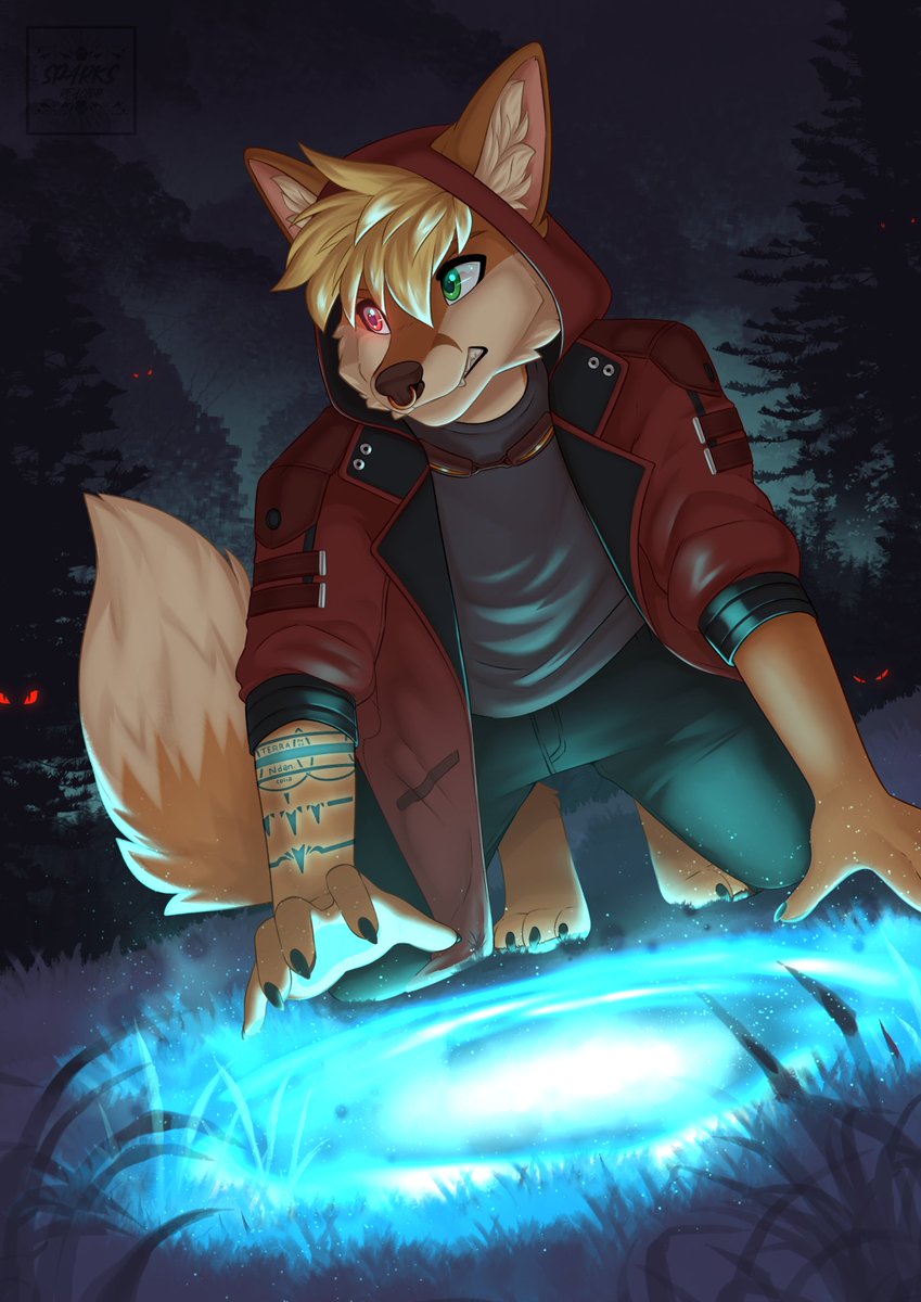 You're being hunted by something, you don't know what, but your only escape is a portal to who knows where. Do you take it? 

Finished piece for Rolen following the theme of this years Awoostria!