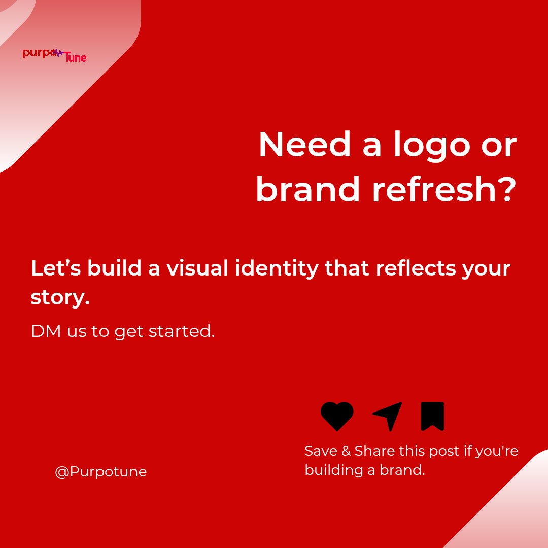 Purpotune's tweet photo. If your logo doesn't reflect the value you bring, it might be time for a rethink.

Let's create something that works for your brand. https://t.co/l3BuwaUPgd