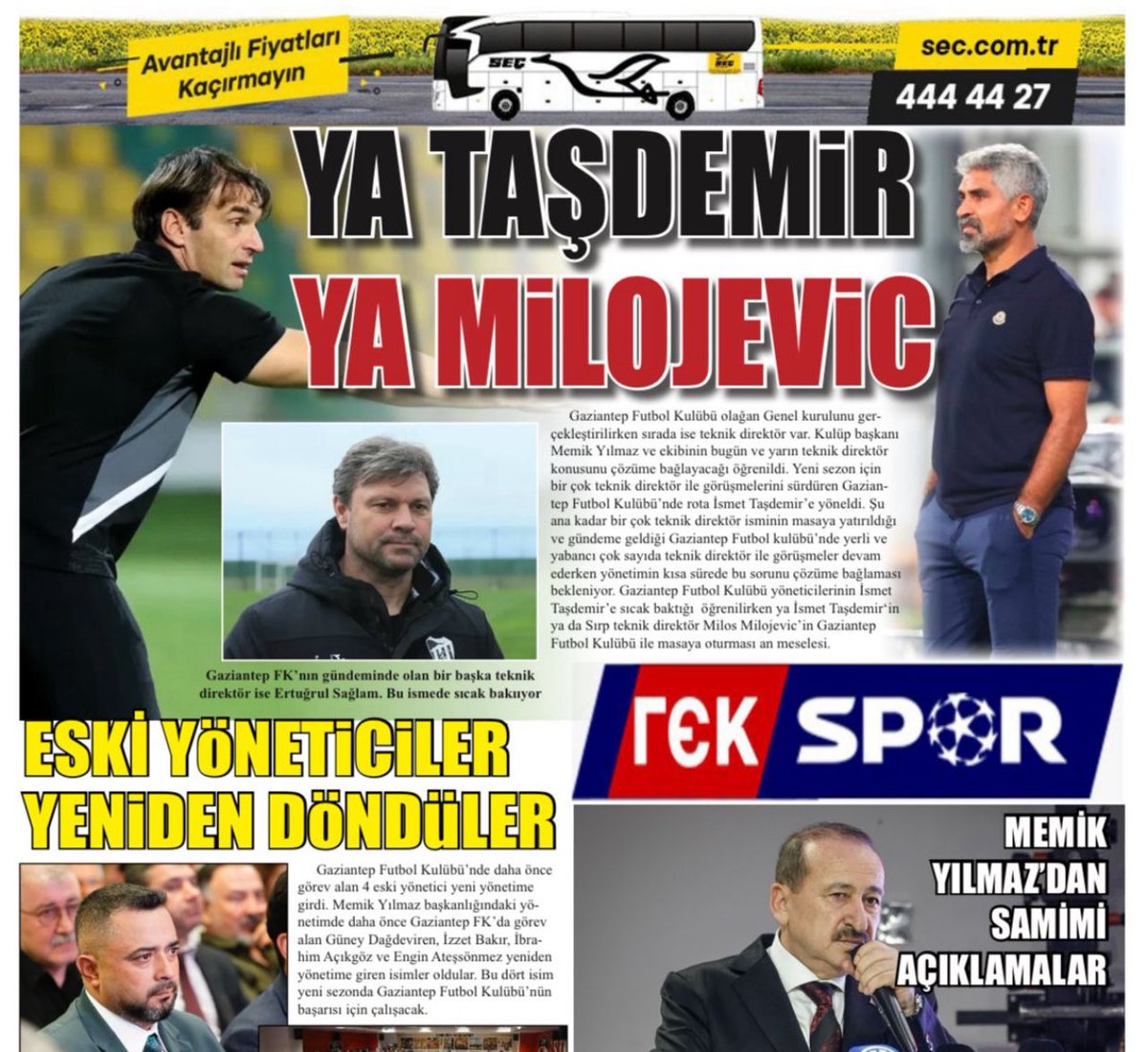 NE DİYORSAK O… Gaziantep FK'da teknik direktörlük koltuğu için İsmet Taşdemir ismi ön plana çıktı. İsmet Taşdemir, yarın şehre davet edildi. <a href="/GaziantepFK/">Gaziantep FK</a>