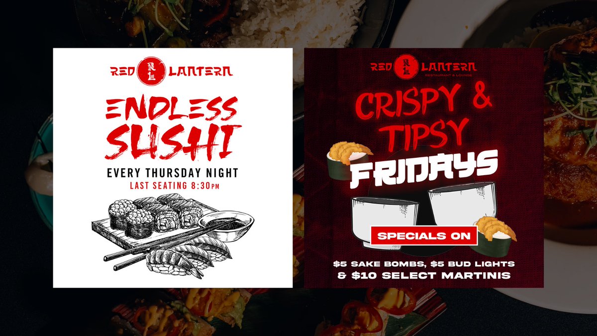 Have to do the weekends right 🔥

Endless Sushi Thursdays &amp; specials on sake bombs + select martinis every Friday!

redlanternfoxwoods.com/#reserve
