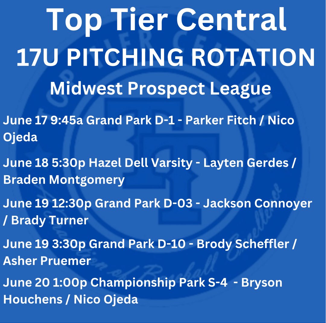 17u pitching rotation for our event <a href="/Bullpenevents/">Bullpen Tournaments</a> Midwest Prospect League #MPL25. <a href="/TopTierBaseball/">Top Tier Baseball 🇺🇸</a>