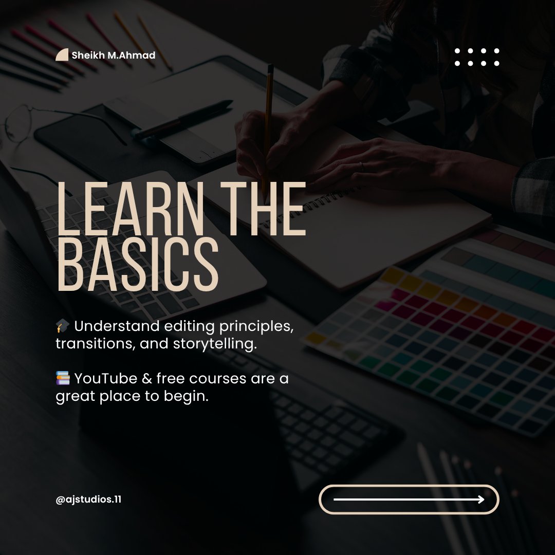 AJStudios280969's tweet image. 🎬 How to Become a Video Editor

Kickstart your video editing career with these essential steps:

1) Learn the Basics

2) Choose the Right Software

3) Practice with Real Footage

#VideoEditing #CreativeCareer #EditorTips #ajstudios