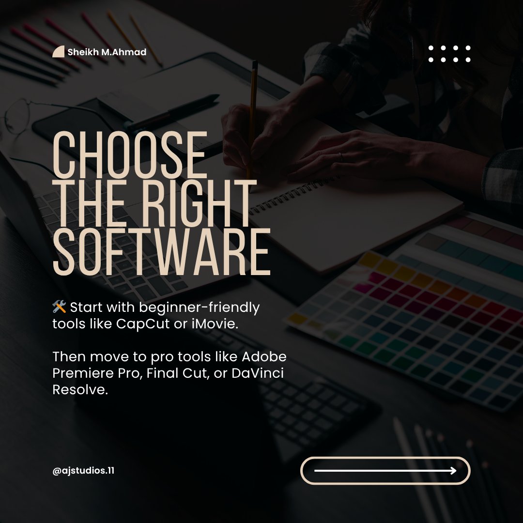 AJStudios280969's tweet image. 🎬 How to Become a Video Editor

Kickstart your video editing career with these essential steps:

1) Learn the Basics

2) Choose the Right Software

3) Practice with Real Footage

#VideoEditing #CreativeCareer #EditorTips #ajstudios