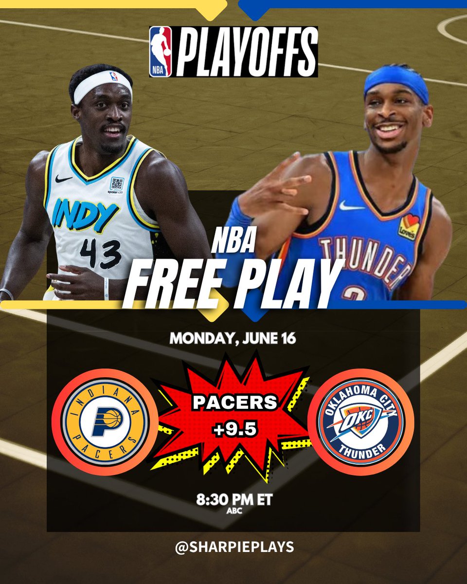 SharpiePlays's tweet photo. NBA: Pacers (+9.5) at Thunder

🔗: https://t.co/r3ix7z7Zeh

#sharpieplays #fpotd #gamblingx #gamblingtwitter #nbafinals https://t.co/TlmyAj3PPy