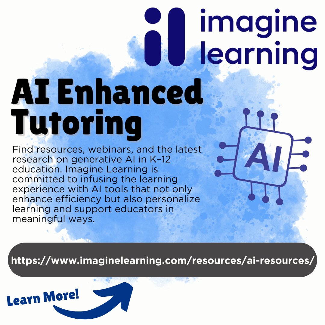IU1Tweets's tweet image. ๐ค Another post for the @ImagineLearning #SocialMediaTakeover!
Their new AI-enhanced tutoring combines smart tech with human oversightโoffering real-time, personalized support that meets every student where they are.
#ImagineLearning #SocialMediaTakeover #EdTechInnovation