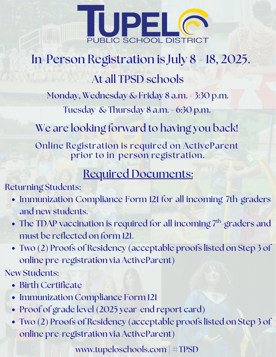 All students attending THS in 2025-2026 must complete online registration (begins 6/23) and proofs of residency drop-off (7/8-7/18). We'll see you soon!