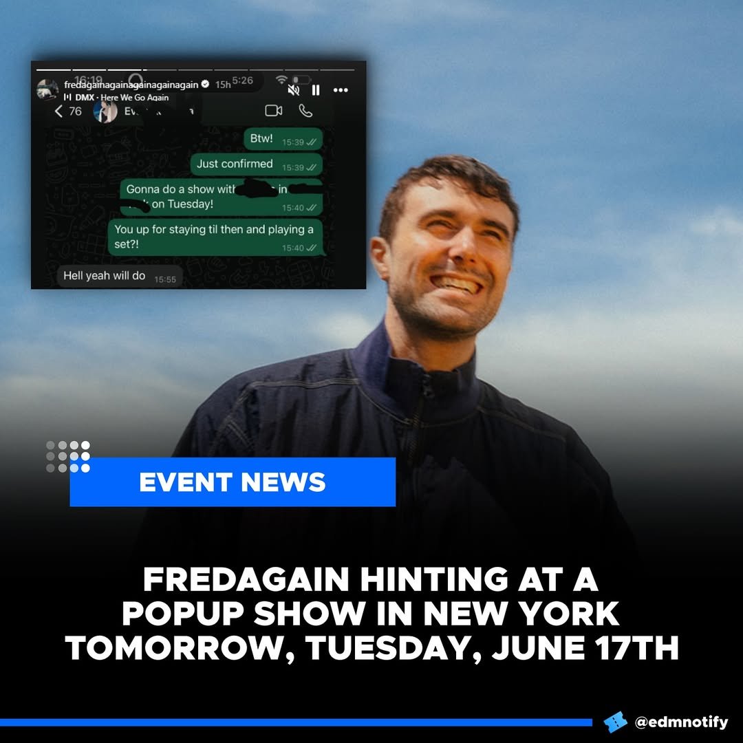 r/avers - EDM News + Community (@edmflips) on Twitter photo 🚨 BREAKING NEWS:
- <a href="/fredagainagain1/">Fred again..</a> posted texts to his Instagram story yesterday, confirmed a popup show on Tuesday. Many people believe it to be “New York”.
People are speculating that Kettama and <a href="/Skepta/">Big Smoke -</a> will both be present.
Follow us to stay updated! 🚨 BREAKING NEWS:
- <a href="/fredagainagain1/">Fred again..</a> posted texts to his Instagram story yesterday, confirmed a popup show on Tuesday. Many people believe it to be “New York”.
People are speculating that Kettama and <a href="/Skepta/">Big Smoke -</a> will both be present.
Follow us to stay updated!