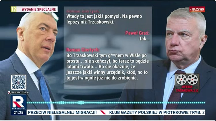 Kamil Starczyk (@starczyk) on Twitter photo Roman Giertych: Bo Trzaskowski tym g*wnem w Wiśle po prostu… się skończył.
📺Kolejne #TaśmyRepubliki teraz w <a href="/RepublikaTV/">Telewizja Republika 🇵🇱 #włączprawdę</a> Roman Giertych: Bo Trzaskowski tym g*wnem w Wiśle po prostu… się skończył.
📺Kolejne #TaśmyRepubliki teraz w <a href="/RepublikaTV/">Telewizja Republika 🇵🇱 #włączprawdę</a>