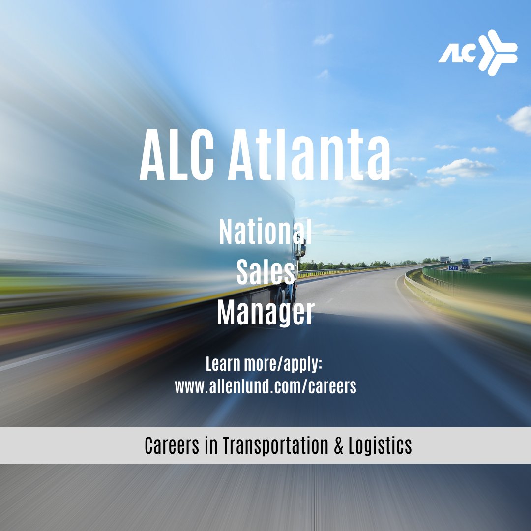 ALC Atlanta is hiring! 

To learn more/apply, click here:bit.ly/4l1AnvI

#AllenLund #Hiring #3PL #sales #logistics #transportation #supplychain #freight #transportationindustry #nationalsalesmanager #familyowned #AtlantaGA #ALCAtlanta