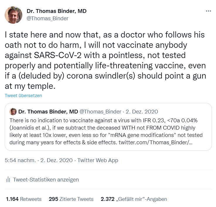 Dr. Thomas Binder, MD (2nd account not supervised) tweet media