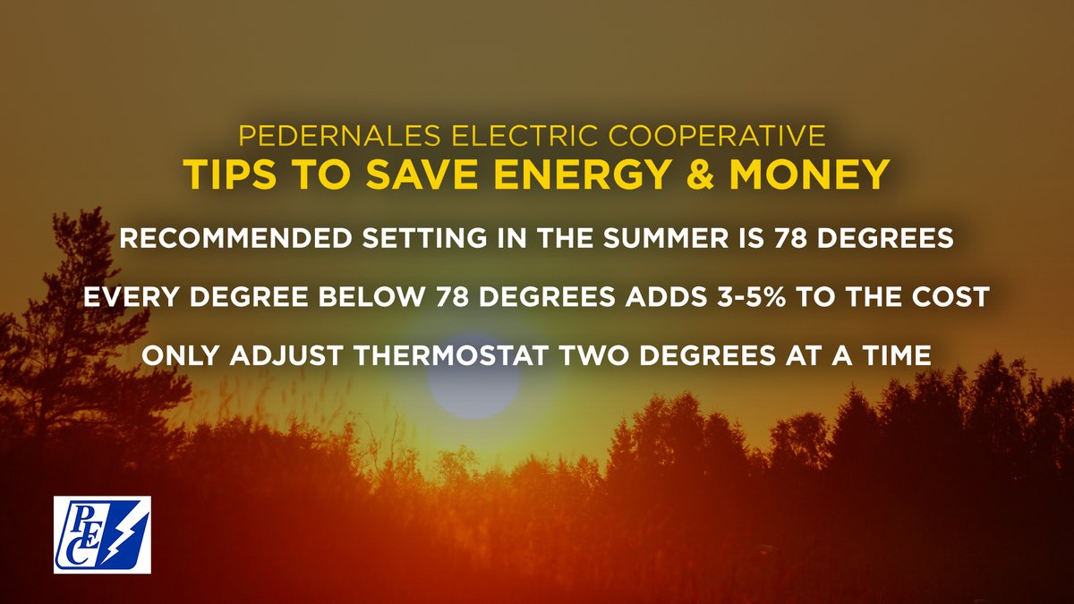 weareaustin's tweet image. As Central Texas braces for a hotter-than-normal summer, Pedernales Electric Cooperative or PEC @PedernalesCoop is offering some handy tips to keep your electric bills from skyrocketing. Take a look!