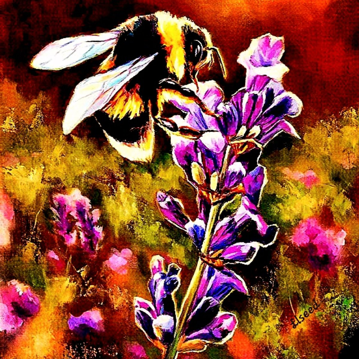 Where there are bees there are flowers, and wherever there are flowers there is new life and hope. 
Acrylics painting on canvas.