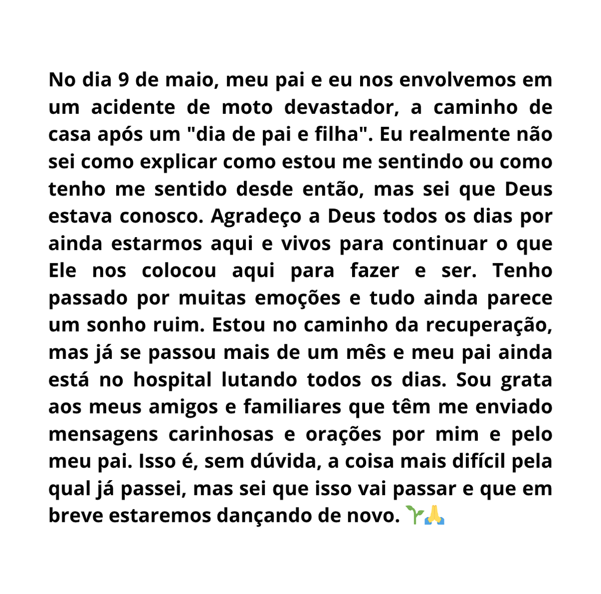 Camilizers, a Gabriela Barra, dançarina de longa data da Camila, sofreu um grave acidente de moto com o pai no dia 9 de maio. Felizmente, ela está se recuperando, mas o pai ainda está internado. Ela criou uma vaquinha para ajudar com os custos da recuperação e hospital. ⠀ 

💚