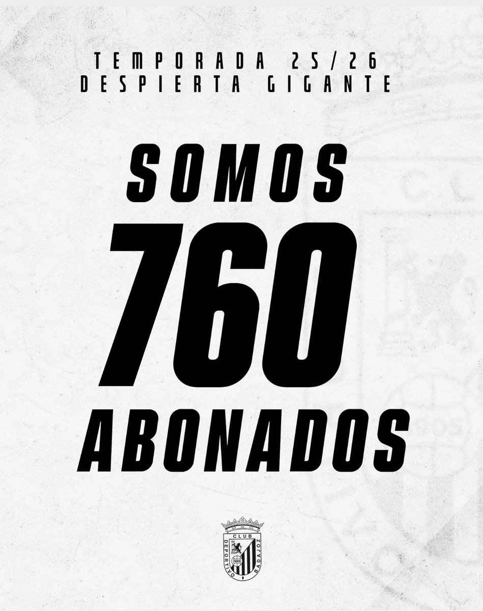 CD Badajoz (@cdbadajoz) on Twitter photo 𫨠‘AficiΓ³n, cerramos el primer dΓa de la campaΓ±a de abonos con 7οΈβ£6οΈβ£0οΈβ£ ππππππππ! π€π€
π MaΓ±ana nuestras oficinas vuelven a estar abiertas de 10:00h a 14:30h y de 18:00h a 20:30h
ππ½ Β‘No hay mejor forma de comenzar la campaΓ±a de abonos #DespiertaGigante! β½οΈ 𫨠‘AficiΓ³n, cerramos el primer dΓa de la campaΓ±a de abonos con 7οΈβ£6οΈβ£0οΈβ£ ππππππππ! π€π€
π MaΓ±ana nuestras oficinas vuelven a estar abiertas de 10:00h a 14:30h y de 18:00h a 20:30h
ππ½ Β‘No hay mejor forma de comenzar la campaΓ±a de abonos #DespiertaGigante! β½οΈ