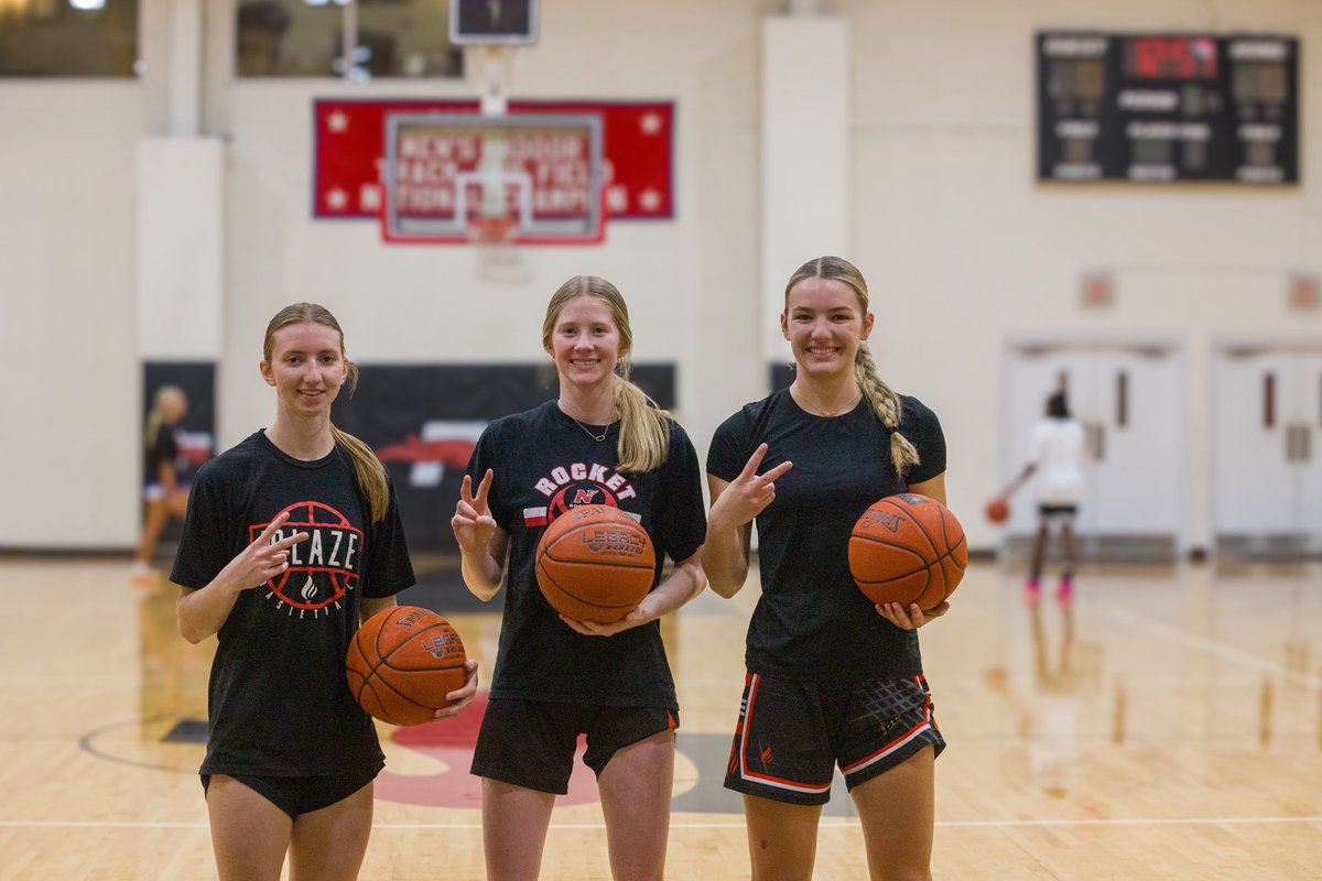 WI Blaze Girls basketball athletes Morgan Jones, Alissa Ebel and Kensington Rosenow at the Southeastern University camp in Lakeland Florida 🔥🏀