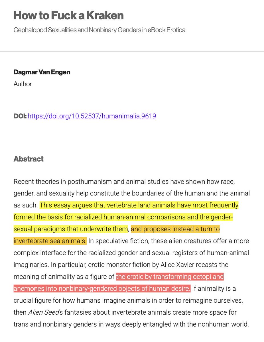 I understand that this is a paper about "eBook Erotica," but it's still extremely sus. These people are just looking for an excuse to write about their bizarre fetishes in a way that pretends to be academic and scholarly.

We don't need to "transform octopi and anemones into