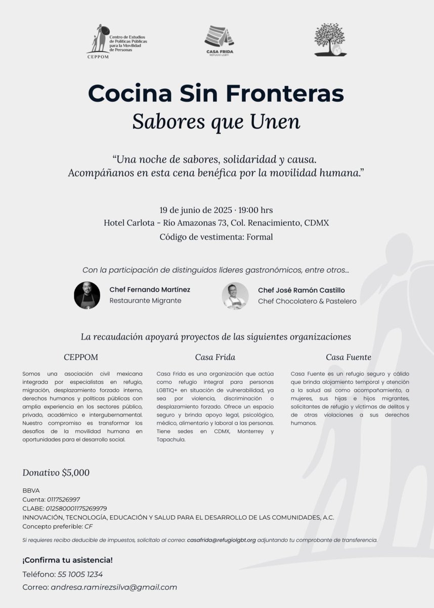 Ceppom_Org (@ceppomorg) on Twitter photo 📆🚨¡RECUERDA! En tres días es la cena de recaudación de fondos. Lo recaudado apoyará proyectos de <a href="/CasaFridaLGBT/">Refugio LGBTIQ 🏳️🌈🏳️⚧️🇲🇽</a> <a href="/casafuentecdmx/">Casa Fuente De Apoyo</a> y <a href="/CeppomOrg/">Ceppom_Org</a> ¡No te quedes fuera! Tu donativo es deducible de impuestos. ¡Asiste! 👇🏼 📆🚨¡RECUERDA! En tres días es la cena de recaudación de fondos. Lo recaudado apoyará proyectos de <a href="/CasaFridaLGBT/">Refugio LGBTIQ 🏳️🌈🏳️⚧️🇲🇽</a> <a href="/casafuentecdmx/">Casa Fuente De Apoyo</a> y <a href="/CeppomOrg/">Ceppom_Org</a> ¡No te quedes fuera! Tu donativo es deducible de impuestos. ¡Asiste! 👇🏼
