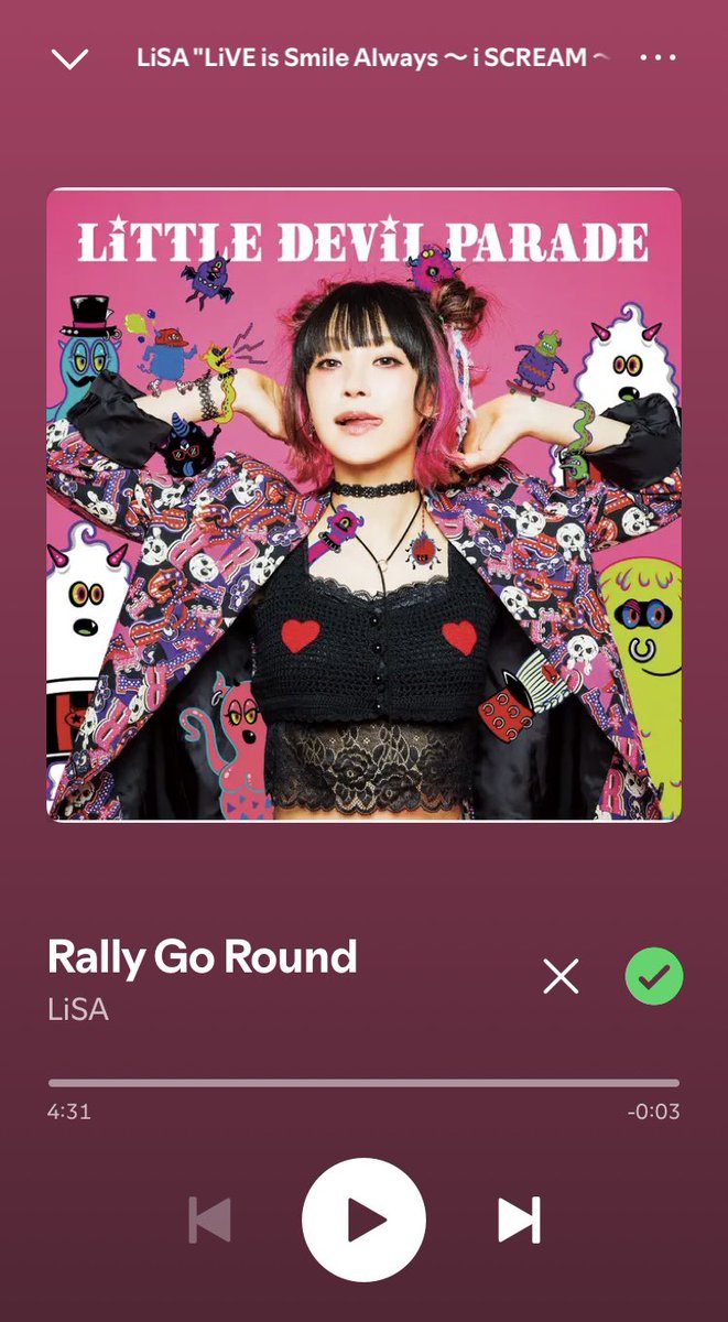 PnNljuTB9bLHgJv's tweet photo. おはようございます☀
今朝のお目覚めの1曲は、LiSAさんの「♪Rally Go Round~LiSA i SCREAMセトリ~」
今日も一日よろしくお願いします🙇♂️
今日もいい日だっ✌️
#Spotify
#LiSA #RallyGoRound
#LiSAアイスクリーム
#LiSAッ子と繋がりたい https://t.co/rL4QP30PbQ