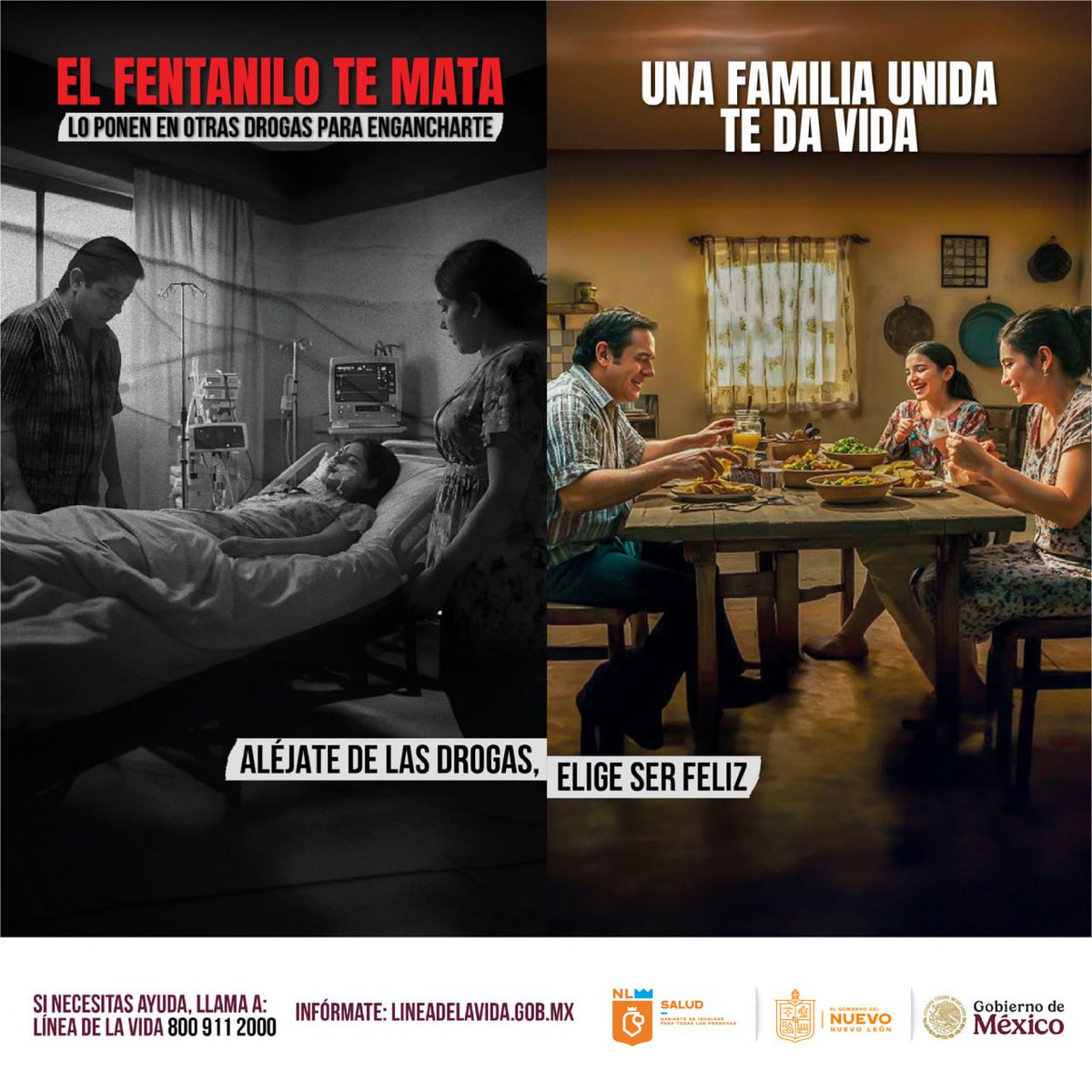 ¡No te dejes enganchar! El fentanilo es una droga extremadamente peligrosa. Incluso una pequeña cantidad puede ser letal.

¡No arriesgues tu vida!

Si necesitas ayuda, llama a la #LíneaDeLaVida: 800 911 2000.
#ElFentaniloTeMata #AléjateDeLasDrogas#EligeSerFeliz