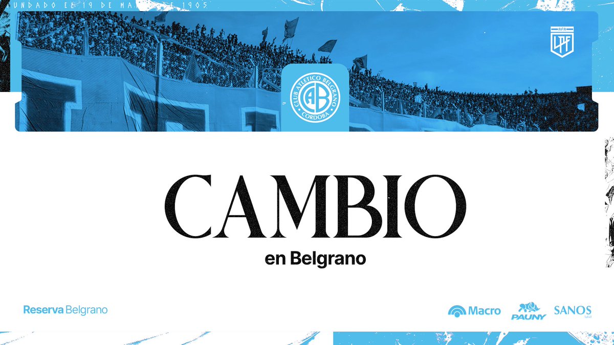 Cambio en el Pirata 🔄
⬅️ Sale: Tulián
➡️ Entra: Razzeto

⏱ 39' ST| ➡️ Vélez 2-0 #Belgrano

 📺 Miralo en vivo: lpfplay.com

#ReservaBelgrano☠️🖤