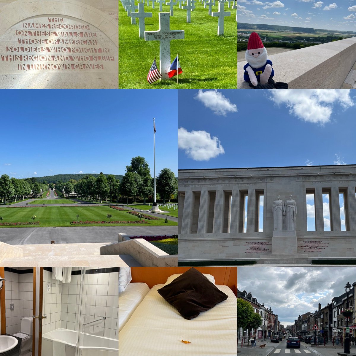 WWI Day: Aiden-Marne American Cemetery and Memorial, Belleau Wood, and Bastogne, Belgium. 
We got chocolates on our beds. Yes, that is how close I’ve been to my roommate in each hotel.