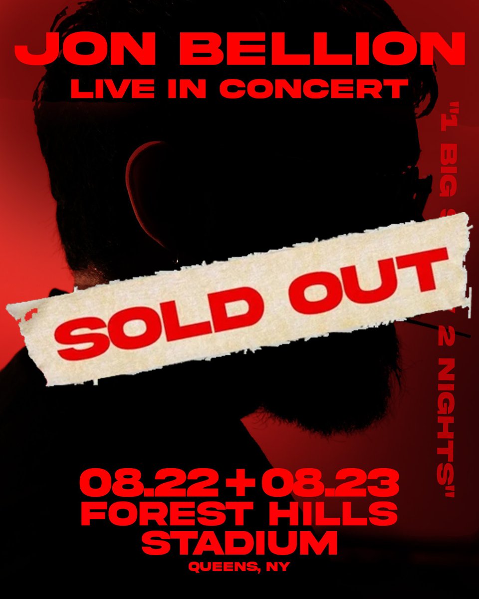 jonbellion's tweet image. 1 BIG SHOW 2 NIGHTS @ FOREST HILLS …SOLD OUT
See you there