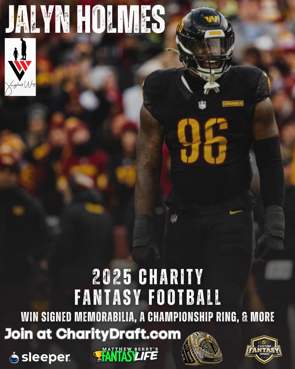 AE30Foundation's tweet image. ‼️Announcing the 1st annual Jalyn Holmes Charity Fantasy Football League! Profits support Vaughn’s Way.
Prizes include signed memorabilia, a championship ring, and more.
REGISTER NOW at CharityDraft.com 🏈