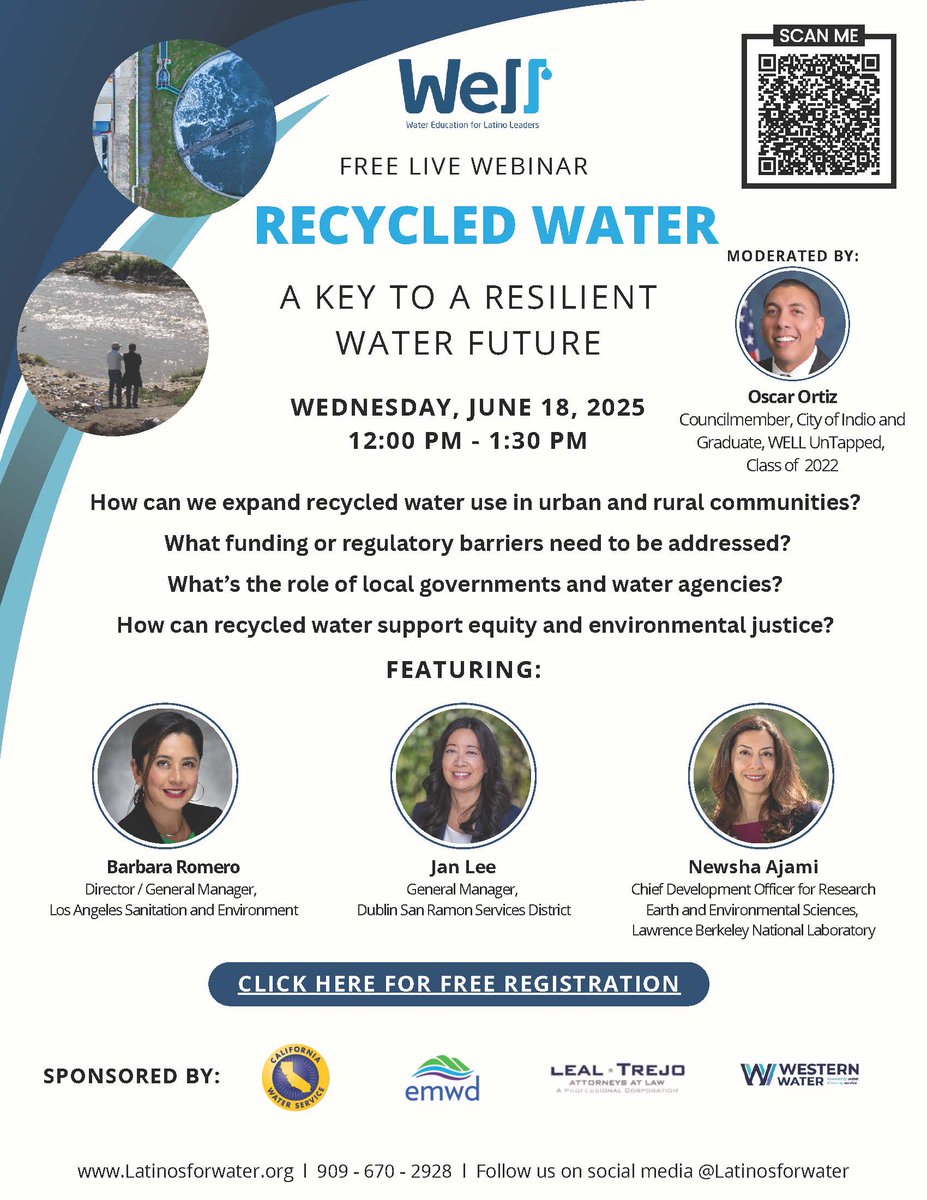 Los Angeles County Sanitation Districts (@sandistricts) on Twitter photo Free Webinar this Wednesday, 6/18/25, 12–1:30 PM PT: “Recycled Water for a Resilient Future” Hosted by <a href="/LatinosforWater/">Latinos for Water</a> Free Webinar this Wednesday, 6/18/25, 12–1:30 PM PT: “Recycled Water for a Resilient Future” Hosted by <a href="/LatinosforWater/">Latinos for Water</a>