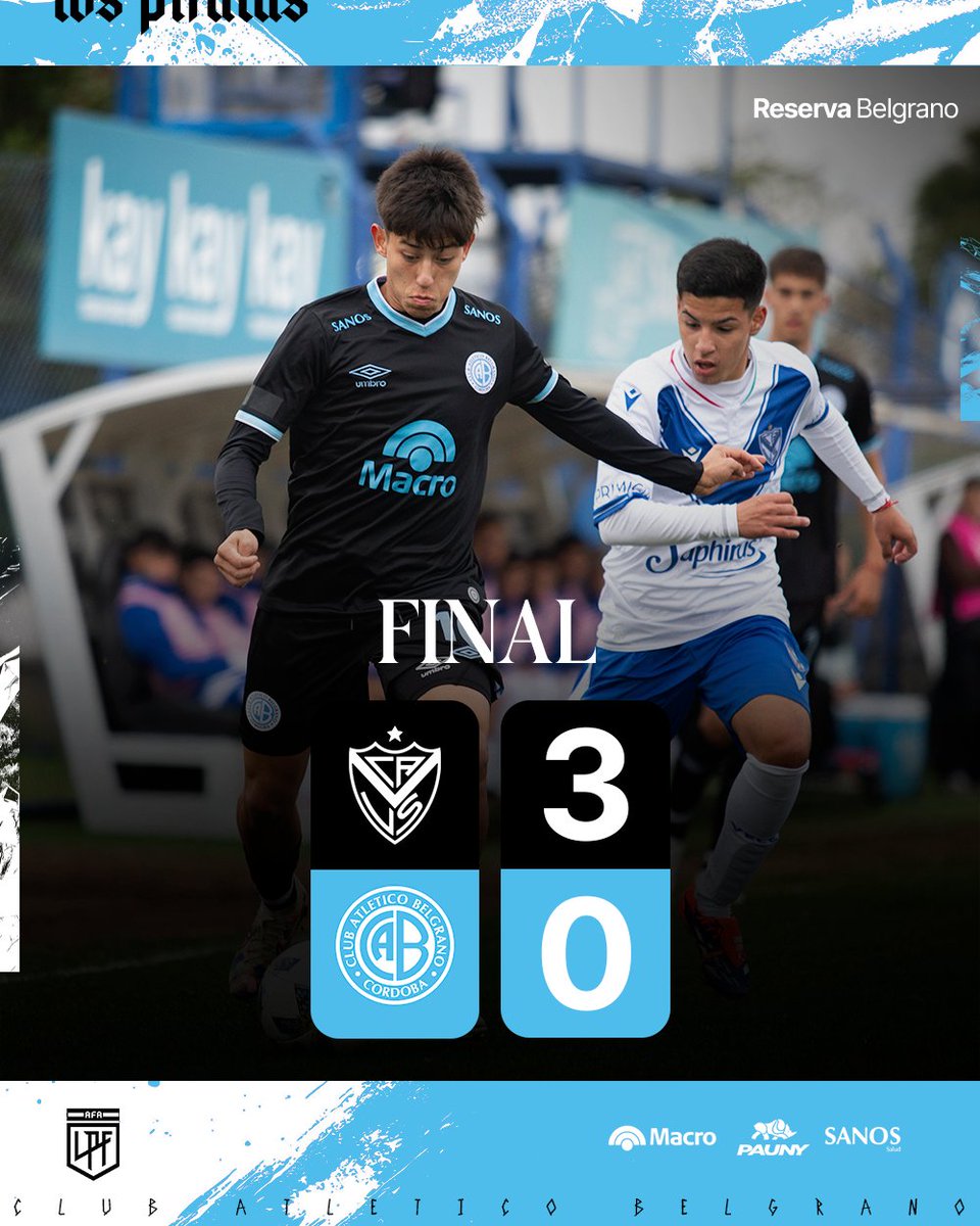 ⏱ Final del partido en Buenos Aires.

La #ReservaBelgrano cayó ante Vélez por los Cuartos de Final del #TorneoProyección.

 #DaleBelgrano 🩵🏴‍☠️