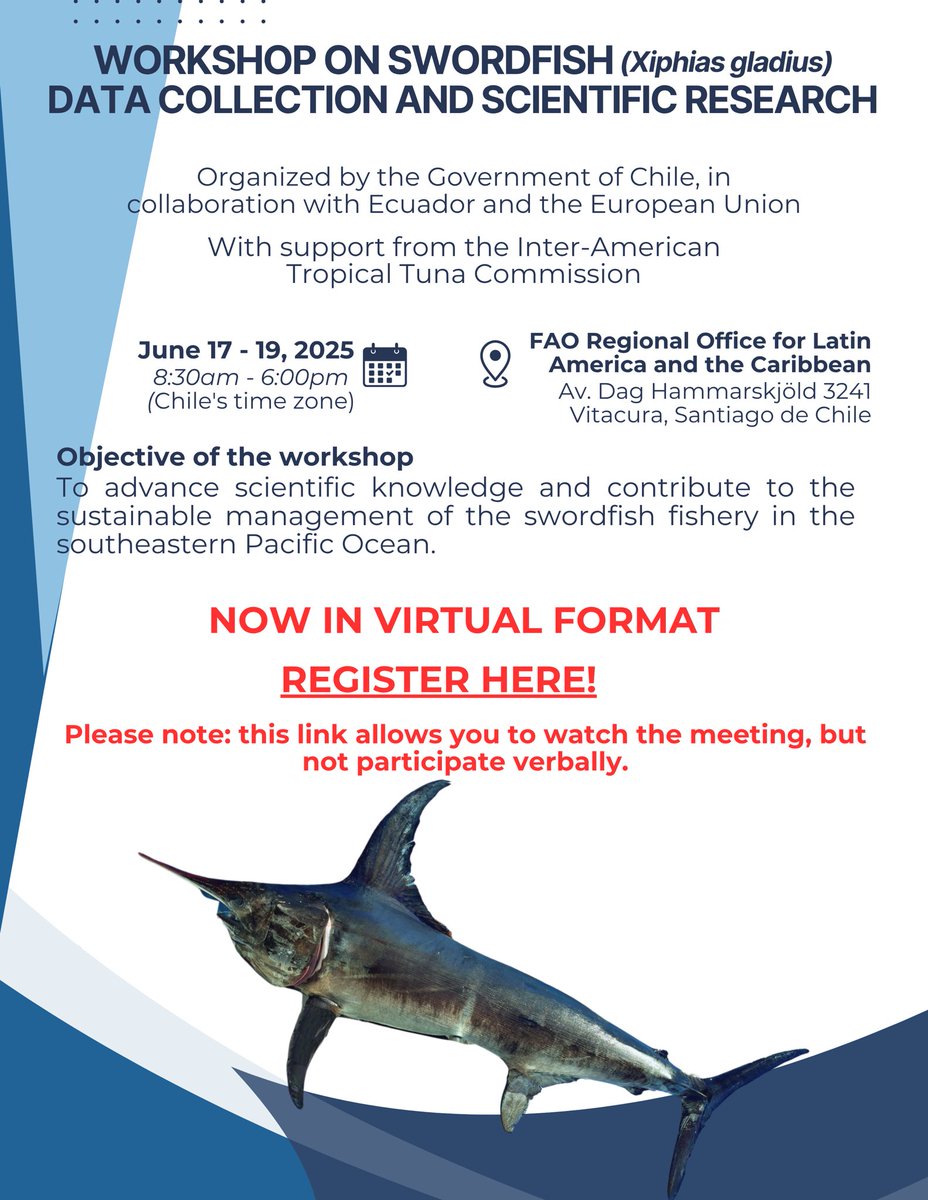 El próximo taller se realizará en formato híbrido, con acceso en vivo por Zoom.
¡No te lo pierdas! Regístrate aquí:

The upcoming workshop will now be held in a hybrid format, with live access via Zoom.
Don’t miss it – register here:

🔗 fao.zoom.us/webinar/regist…