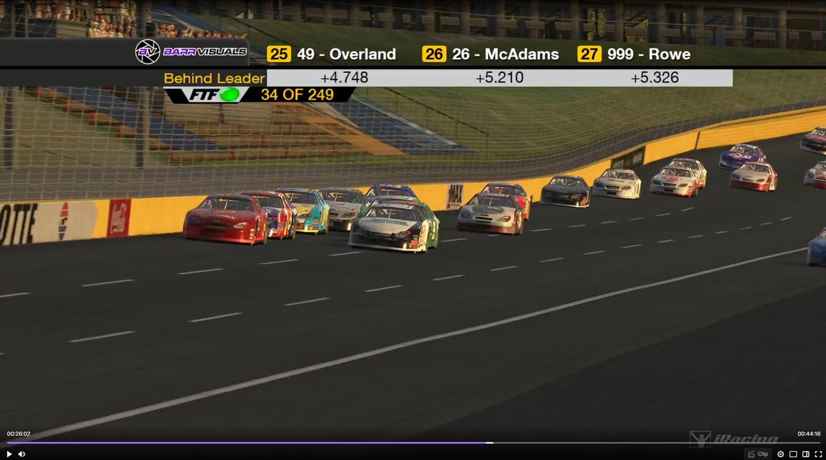 Hey <a href="/iRacing/">iRacing</a> <a href="/iRacingSupport/">iRacing Support</a> The real Gen4 had more separation in 3 laps than your new release does in an entire fuel tank run because you have the draft 5-10x stronger than it should be. That's not very authentic please fix.