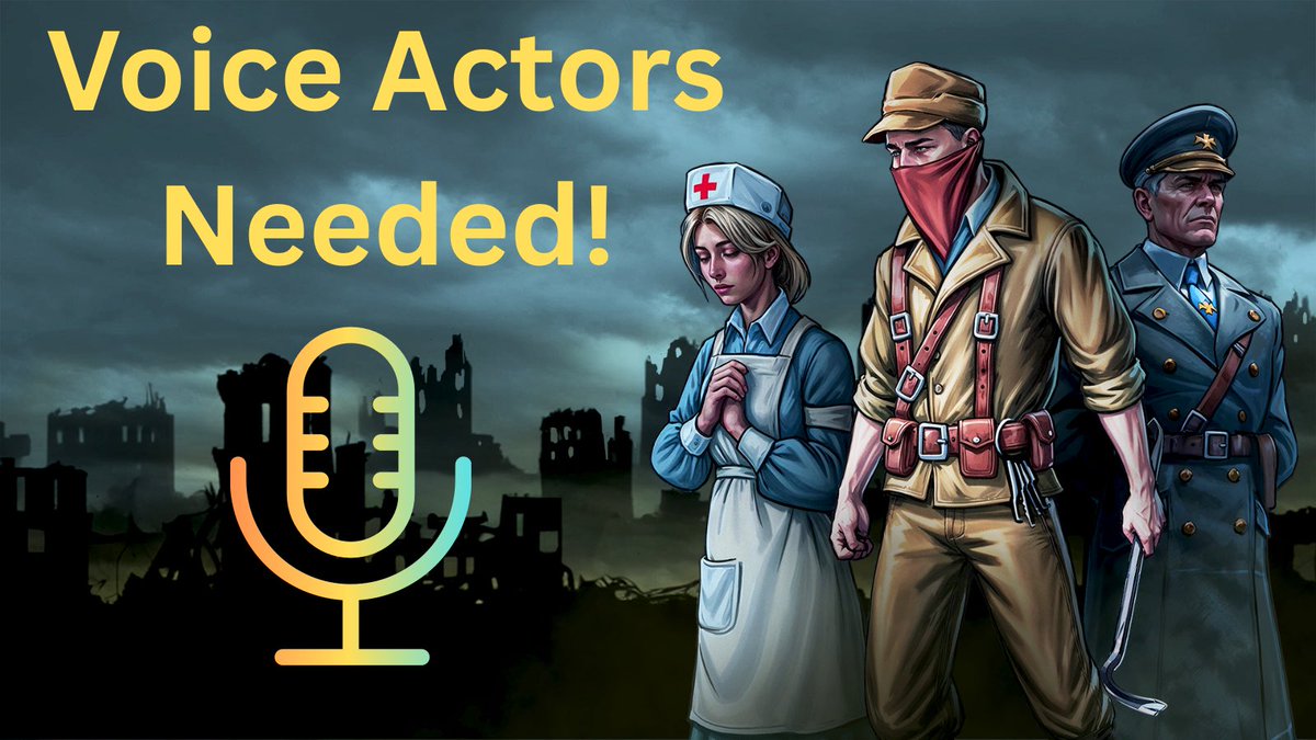 🔥CASTING CALL🔥

As Casting Director for the upcoming indie game Deserter, I’m looking to fill 5 (Male) roles!

-Paid opportunity &amp; AI protection-

Audition PDF in thread below

#voiceactor #voiceover #vo #castingcall #indiegame #Videogame