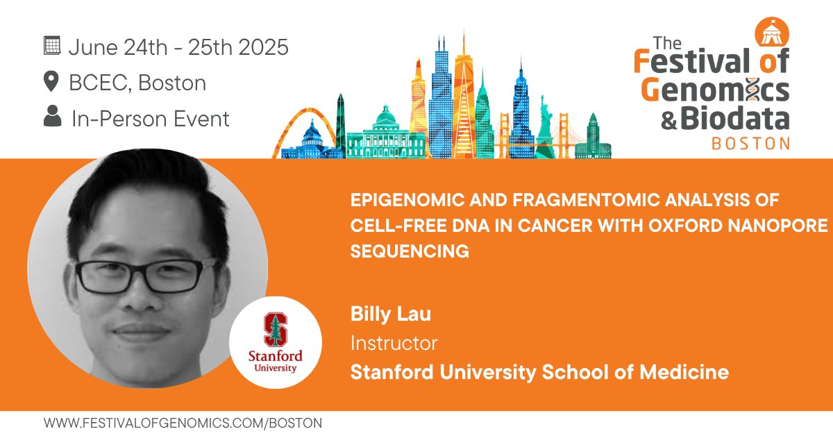 We can’t wait to learn more about <a href="/oxfordnanopore/">Oxford Nanopore</a> #sequencing technology from Billy Lau (Instructor, <a href="/Stanford/">Stanford University</a>) at The Festival of Genomics &amp; Biodata, Boston. Register now:  hubs.la/Q03rRd4M0 #FOGBoston