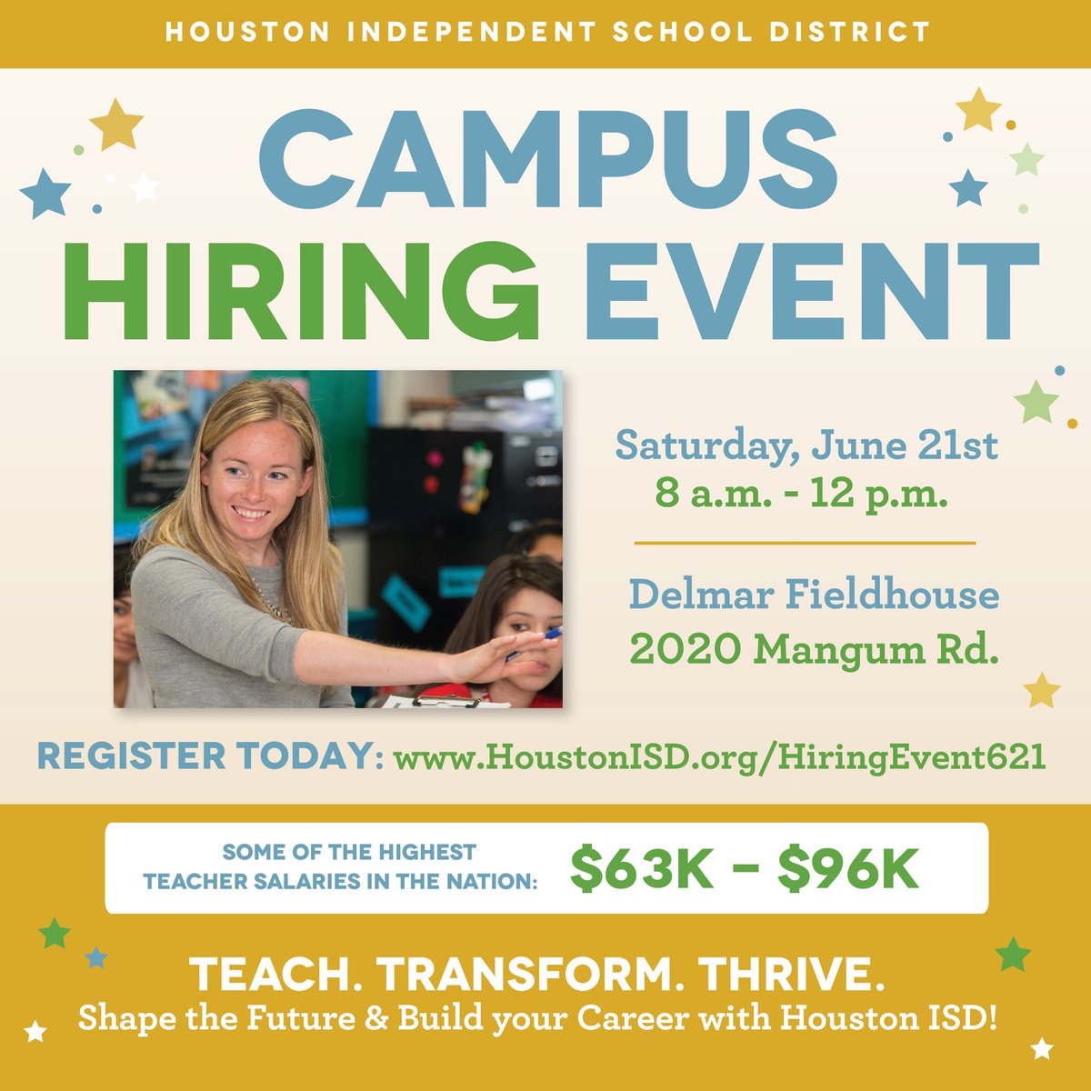 Build your career with HISD, and join us for a Campus Hiring Event! Learn about open positions, talk with campus leaders, and interview in person. 💼💫

Register here ➡️ bit.ly/44khTkk