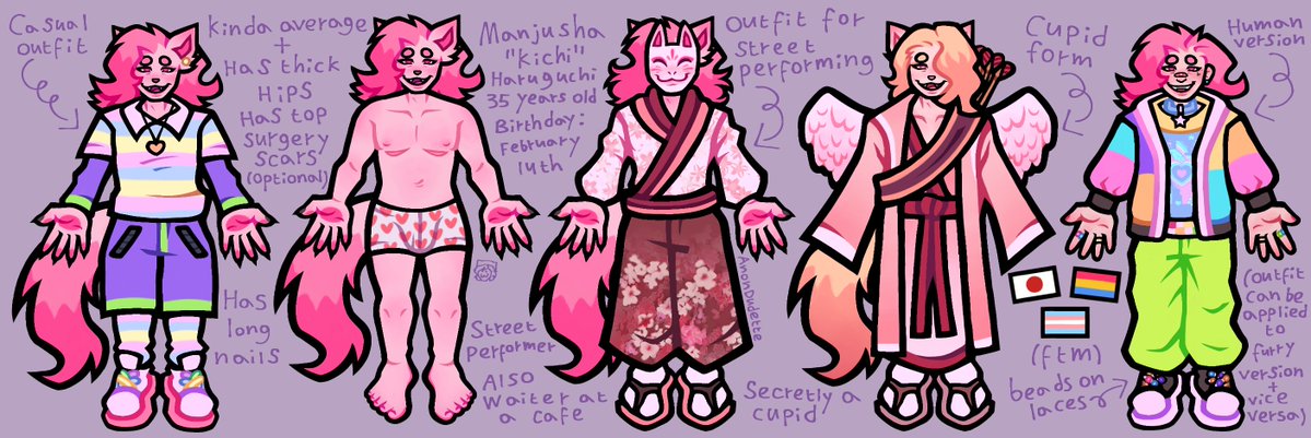 Reference sheet for Manjusha. He is Aito's love interest. :3

#oc #originalcharacter #human #furry #japanese #cat #trans #transmale #decorakei #kawaii (?) #lgbtqia #digitalart #ibispaintx #ibispaint #reference #ref #referencesheet #likesandrepostsareappreciated #andsupportaswell