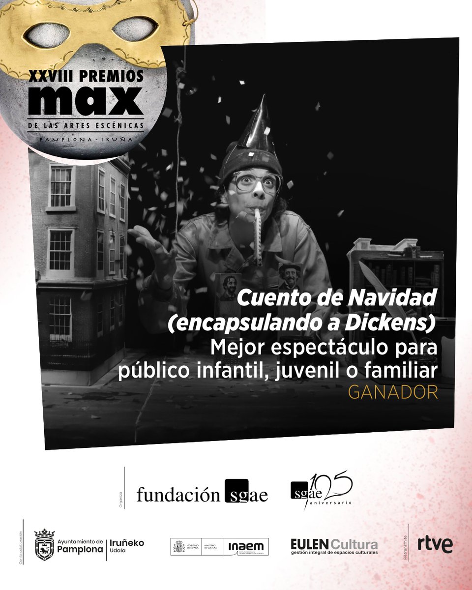 🍎 Premio Max 2025 al Mejor Espectáculo para Público Infantil, Juvenil o Familiar para ‘𝕮𝖚𝖊𝖓𝖙𝖔 𝖉𝖊 𝕹𝖆𝖛𝖎𝖉𝖆𝖉 (𝖊𝖓𝖈𝖆𝖕𝖘𝖚𝖑𝖆𝖓𝖉𝖔 𝖆 𝕯𝖎𝖈𝖐𝖊𝖓𝖘)’ de Societé Mouffette y COMA14 🍎