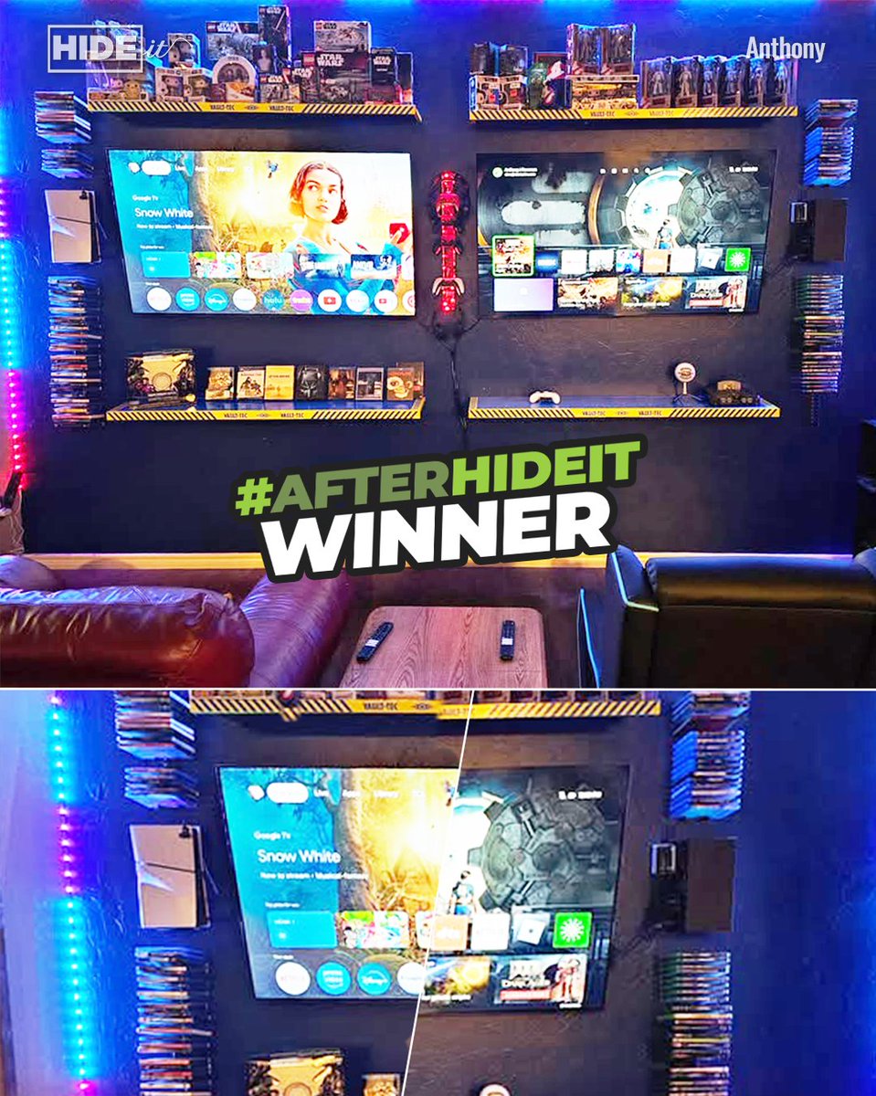 📢 #afterHIDEit WINNER ANNOUNCEMENT! 📢

Congratulations to our May winner, Anthony! 🏆 He turned his gaming dream setup into reality — and got it for free by winning our afterHIDEit contest.

AND, congrats to our lucky voter @maryberger22 for winning a $50 gift card! 🎁 Thanks
