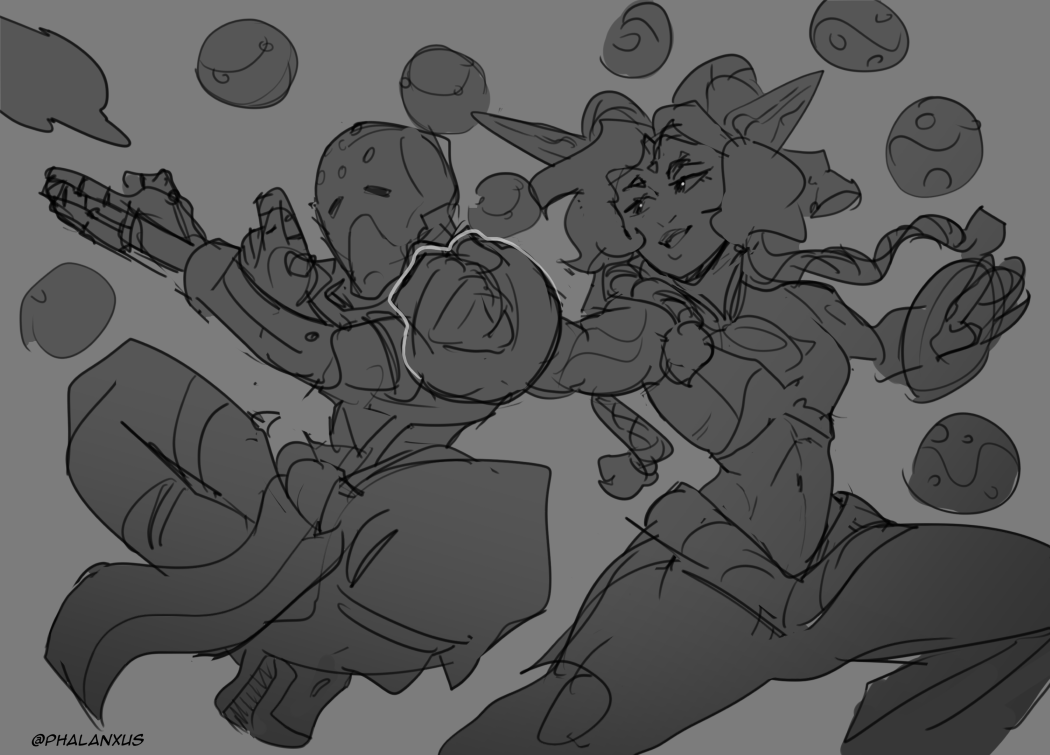 Yunara and Zenyatta - throwing orbs is a great pastime!