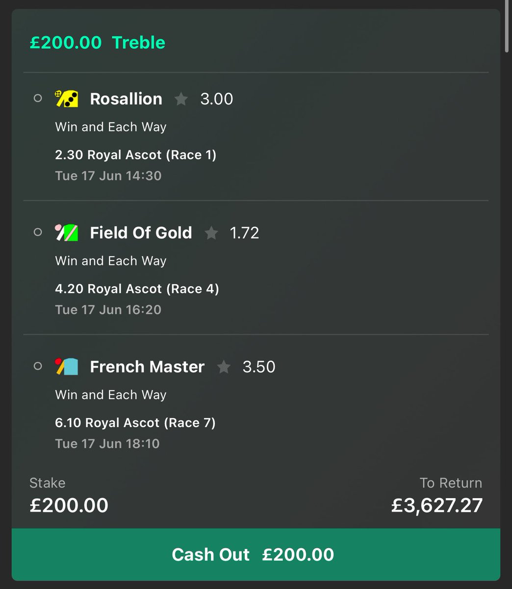 ASCOT DAY 1 GIVEAWAY!🏇

If these three favourites all win on day 1, I’ll giveaway £1,000 to THREE people!💰

To enter, simply like this post &amp; follow me.✅

Good luck everyone🤞