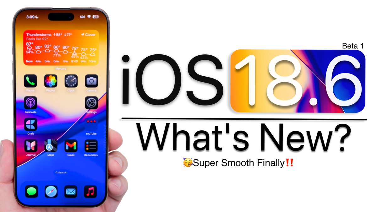 iOS 18.6 Beta 1 is here with some bug fixes and other updates to talk about.  Here is what you need to know.

Full video here:  youtu.be/dqISPzCLw6o