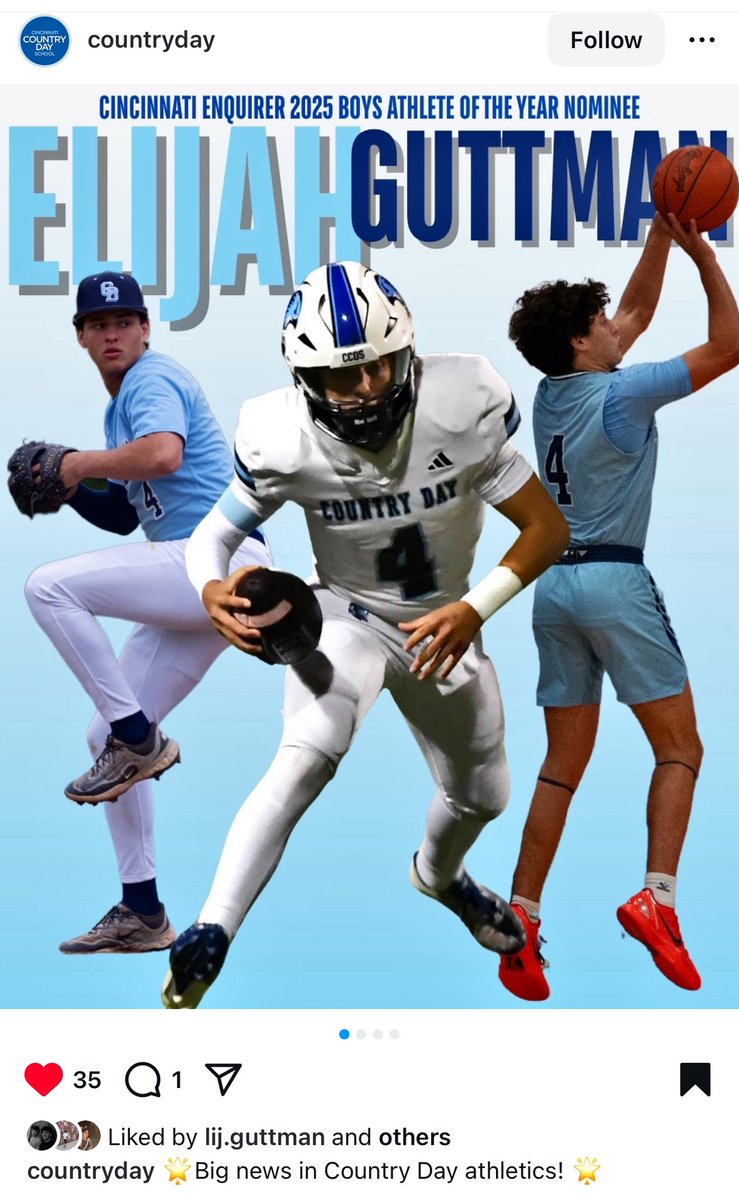 Elijah Guttman along with 5 other boys nominated for Cincinnati Enquirer’s Athlete of the Year.