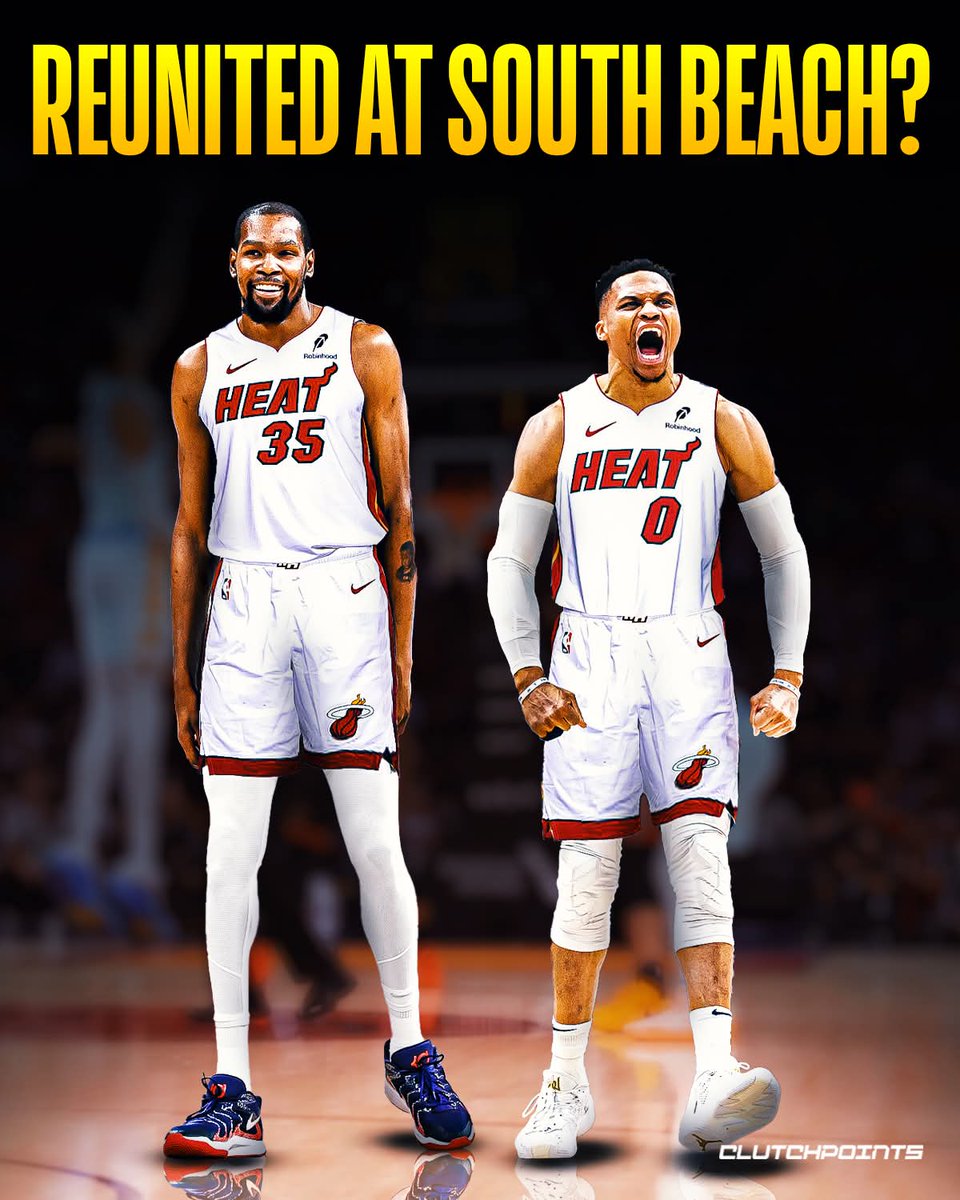 Soon to be reunited on South beach
#Heatnation #teamheat  <a href="/russwest44/">Russell Westbrook</a>  <a href="/KDTrey5/">Kevin Durant</a>