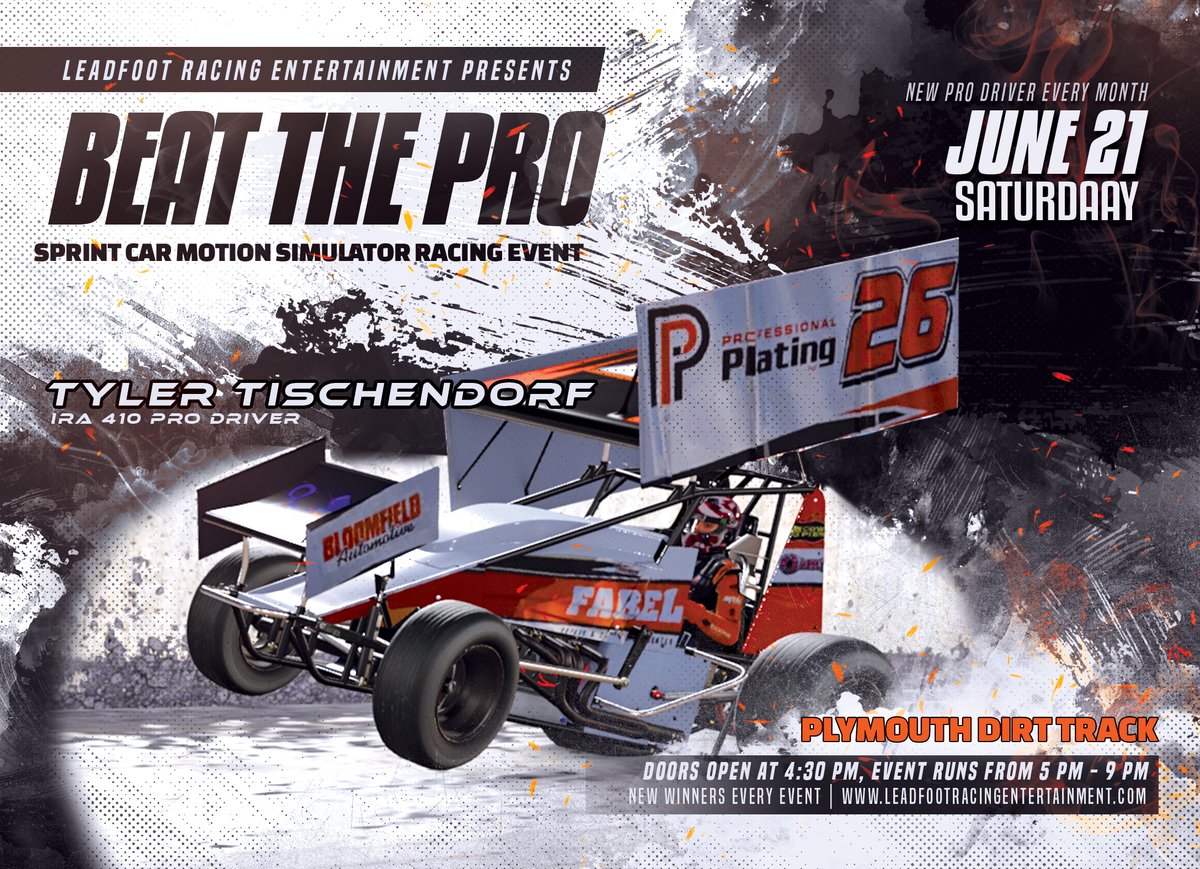 LaViolette_45J's tweet image. Ready to hit the track? Join us for the "Beat the Pro" event on June 21, 2025, in Plymouth, WI! Experience thrilling laps in our Sprint Car Motion Simulators and meet the pros! Learn more: wix.to/9S8R0pu #BeatThePro #RacingEvents #PlymouthWI